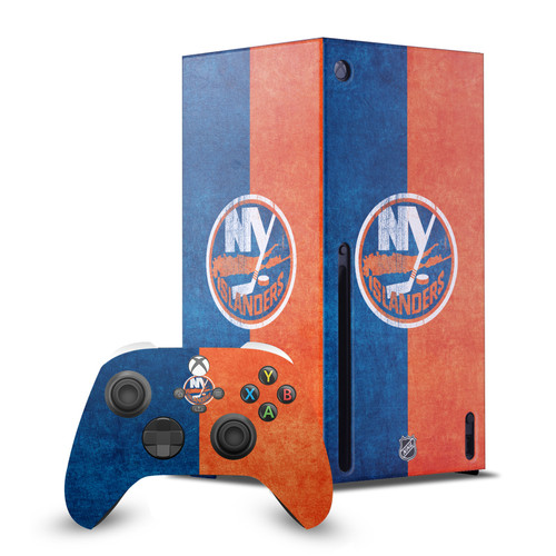 NHL New York Islanders Half Distressed Game Console Wrap and Game Controller Skin Bundle for Microsoft Series X Console & Controller