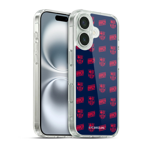 FC Barcelona Graphics Crest Pattern Soft Gel Case for Apple iPhone 16 & MagSafe