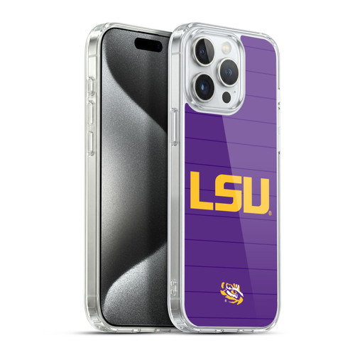 Louisiana State University LSU LSU Art Word Mark Soft Gel Case for Apple iPhone 15 Pro Max & MagSafe