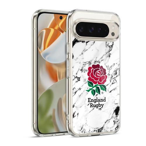 England Rugby Union Marble White Soft Gel Case for Google Pixel 9 / Pixel 9 Pro