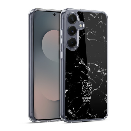 England Rugby Union Marble Black Soft Gel Case for Samsung Galaxy S25 & MagSafe