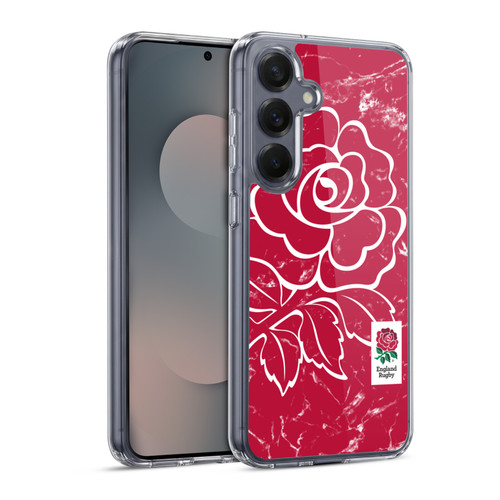 England Rugby Union Marble Red Soft Gel Case for Samsung Galaxy S25 & MagSafe