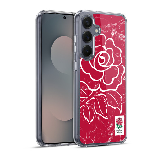 England Rugby Union Marble Red Soft Gel Case for Samsung Galaxy S25+ & MagSafe