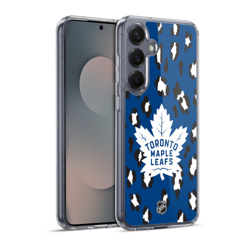 NHL Toronto Maple Leafs Leopard Pattern Soft Gel Case for Samsung Galaxy S25+ & MagSafe