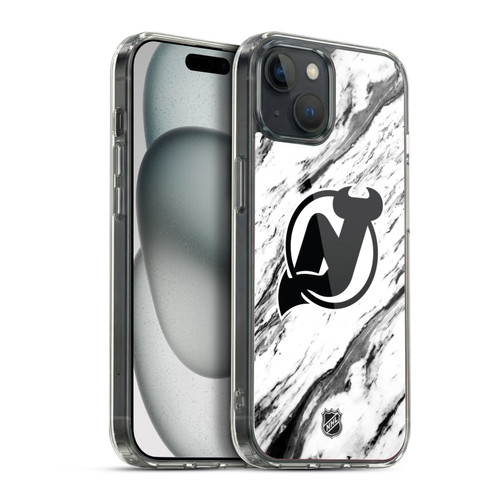 NHL New Jersey Devils Marble Soft Gel Case for Apple iPhone 15 Plus & MagSafe