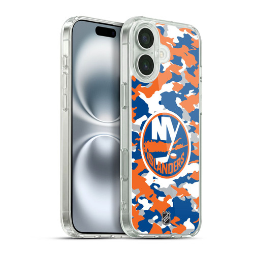 NHL New York Islanders Camouflage Soft Gel Case for Apple iPhone 16 Plus & MagSafe