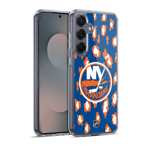 NHL New York Islanders Leopard Pattern Soft Gel Case for Samsung Galaxy S25+ & MagSafe
