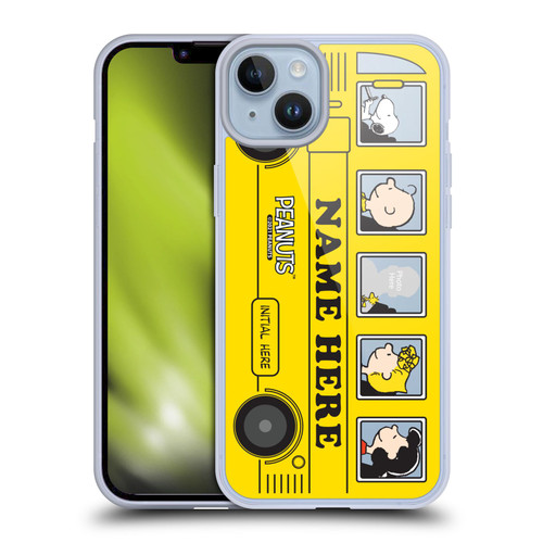 Custom Customised Personalised Peanuts Art Yellow Bus Soft Gel Case for Apple iPhone 14 Plus & MagSafe