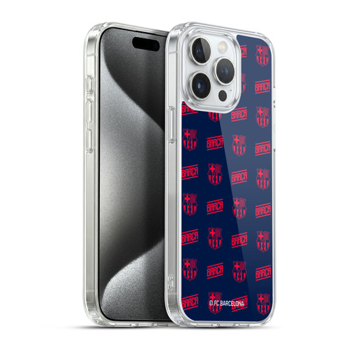 FC Barcelona Graphics Crest Pattern Soft Gel Case for Apple iPhone 15 Pro Max & MagSafe