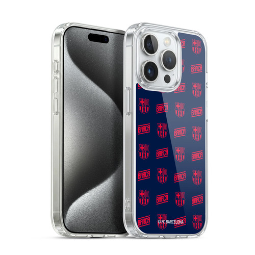 FC Barcelona Graphics Crest Pattern Soft Gel Case for Apple iPhone 15 Pro & MagSafe