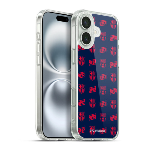 FC Barcelona Graphics Crest Pattern Soft Gel Case for Apple iPhone 16 Plus & MagSafe