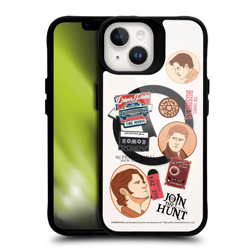 Supernatural Character Art Sam, Dean & Castiel BLACK SHOCKPROOF BUMPER CASE COMPATIBLE WITH Apple iPhone 14 & MAGSAFE