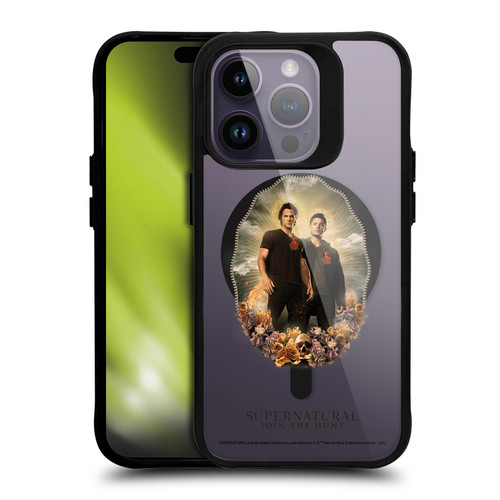 Supernatural Character Art Dean & Sam Halo BLACK SHOCKPROOF BUMPER CASE COMPATIBLE WITH Apple iPhone 14 Pro & MAGSAFE
