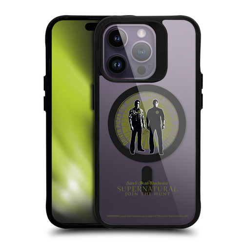 Supernatural Character Art Sam & Dean Winchester BLACK SHOCKPROOF BUMPER CASE COMPATIBLE WITH Apple iPhone 14 Pro & MAGSAFE