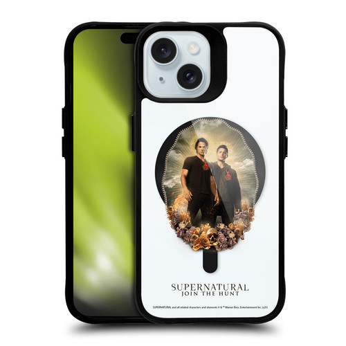 Supernatural Character Art Dean & Sam Halo BLACK SHOCKPROOF BUMPER CASE COMPATIBLE WITH Apple iPhone 15 & MAGSAFE