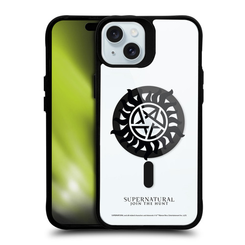 Supernatural Character Art Protection BLACK SHOCKPROOF BUMPER CASE COMPATIBLE WITH Apple iPhone 15 Plus & MAGSAFE