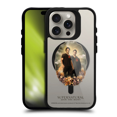 Supernatural Character Art Dean & Sam Halo BLACK SHOCKPROOF BUMPER CASE COMPATIBLE WITH Apple iPhone 15 Pro & MAGSAFE
