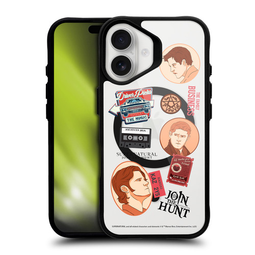 Supernatural Character Art Sam, Dean & Castiel BLACK SHOCKPROOF BUMPER CASE COMPATIBLE WITH Apple iPhone 16 & MAGSAFE