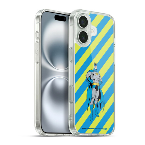 Batman DC Comics Vintage Fashion Stripes Soft Gel Case for Apple iPhone 16 Plus & MagSafe