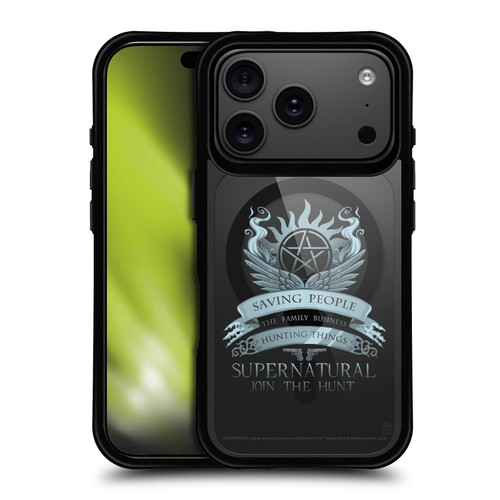 Supernatural Character Art Saving People Logo BLACK SHOCKPROOF BUMPER CASE COMPATIBLE WITH Apple iPhone 17 Pro & MAGSAFE