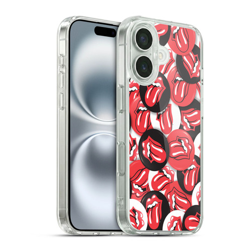 The Rolling Stones Licks Collection Tongue Classic Button Pattern Soft Gel Case for Apple iPhone 16 & MagSafe