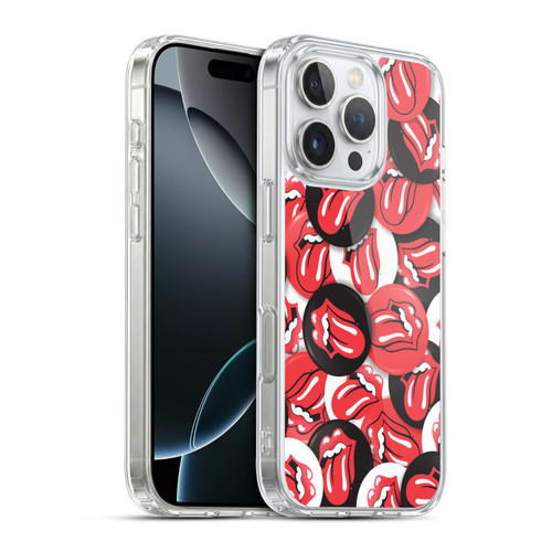 The Rolling Stones Licks Collection Tongue Classic Button Pattern Soft Gel Case for Apple iPhone 16 Pro & MagSafe