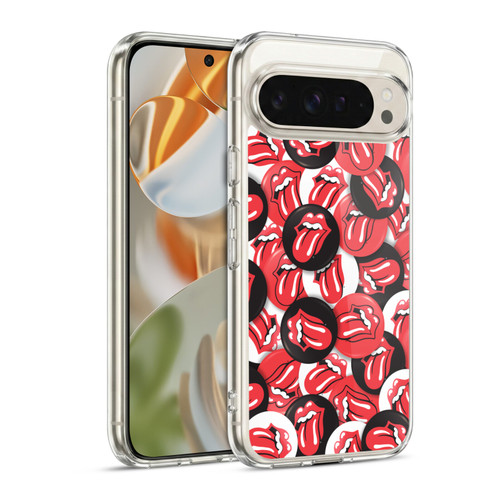 The Rolling Stones Licks Collection Tongue Classic Button Pattern Soft Gel Case for Google Pixel 9 / Pixel 9 Pro