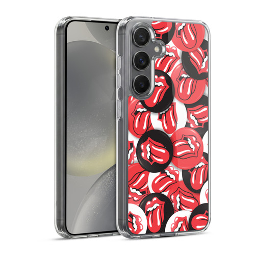 The Rolling Stones Licks Collection Tongue Classic Button Pattern Soft Gel Case for Samsung Galaxy S24 5G & MagSafe