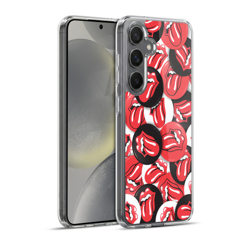 The Rolling Stones Licks Collection Tongue Classic Button Pattern Soft Gel Case for Samsung Galaxy S24+ 5G & MagSafe