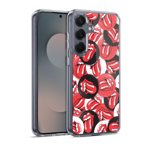 The Rolling Stones Licks Collection Tongue Classic Button Pattern Soft Gel Case for Samsung Galaxy S25 & MagSafe