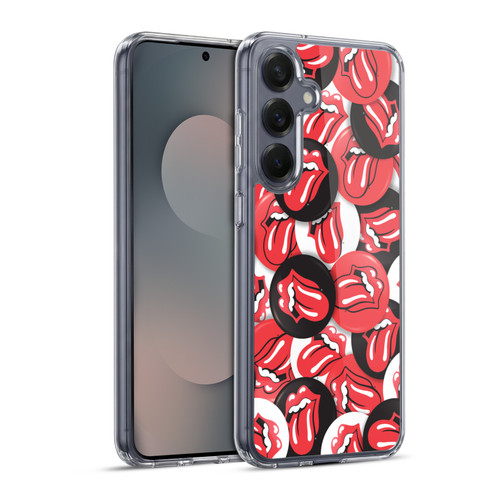 The Rolling Stones Licks Collection Tongue Classic Button Pattern Soft Gel Case for Samsung Galaxy S25+ & MagSafe