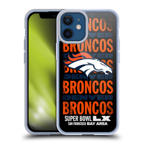NFL 2026 Super Bowl LX Broncos Black Soft Gel Case for Apple iPhone 12 Mini & MagSafe