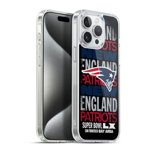 NFL 2026 Super Bowl LX Patriots Black Soft Gel Case for Apple iPhone 15 Pro Max & MagSafe