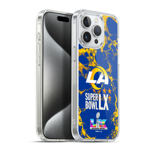 NFL 2026 Super Bowl LX Rams Marble Soft Gel Case for Apple iPhone 15 Pro Max & MagSafe