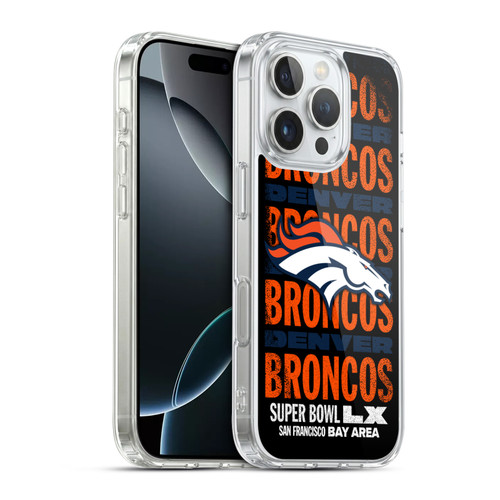 NFL 2026 Super Bowl LX Broncos Black Soft Gel Case for Apple iPhone 16 Pro & MagSafe