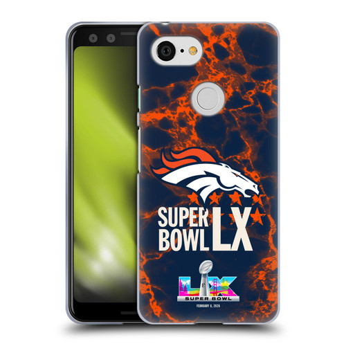 NFL 2026 Super Bowl LX Broncos Marble Soft Gel Case for Google Pixel 3
