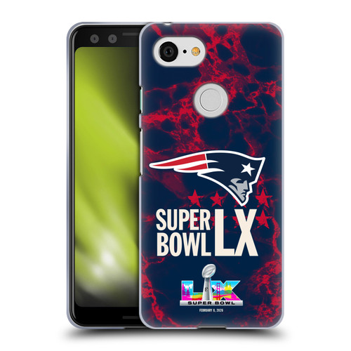 NFL 2026 Super Bowl LX Patriots Marble Soft Gel Case for Google Pixel 3