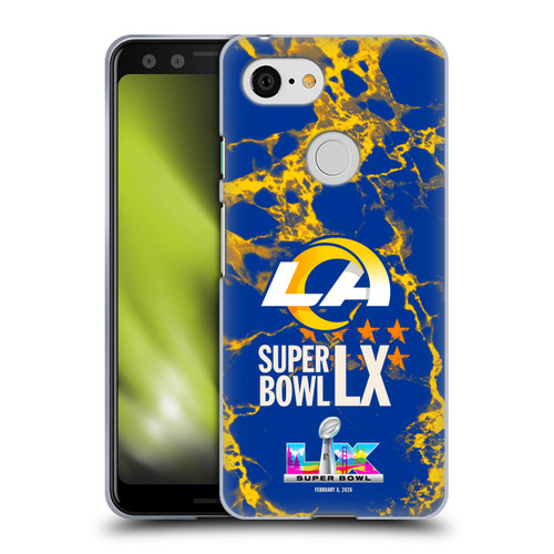 NFL 2026 Super Bowl LX Rams Marble Soft Gel Case for Google Pixel 3