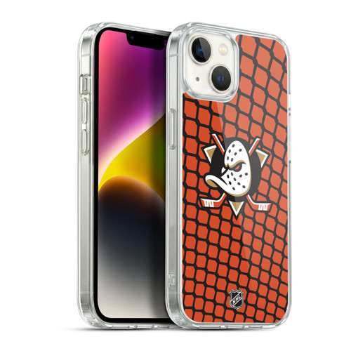 NHL Anaheim Ducks Net Pattern Soft Gel Case for Apple iPhone 14 Plus & MagSafe