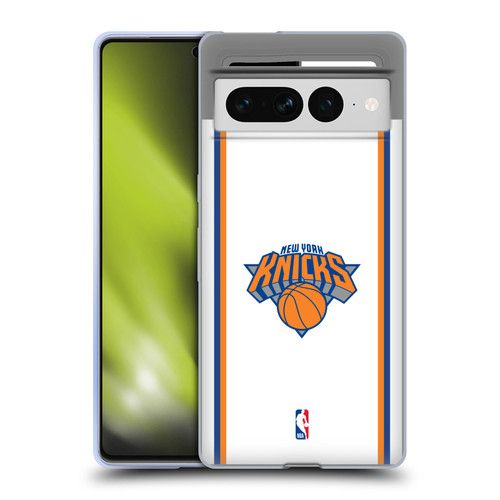 NBA New York Knicks Logo White Design Soft Gel Case for Google Pixel 7 Pro