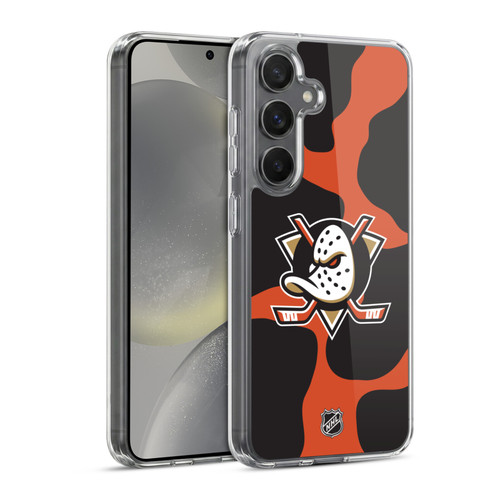 NHL Anaheim Ducks Cow Pattern Soft Gel Case for Samsung Galaxy S24 5G & MagSafe