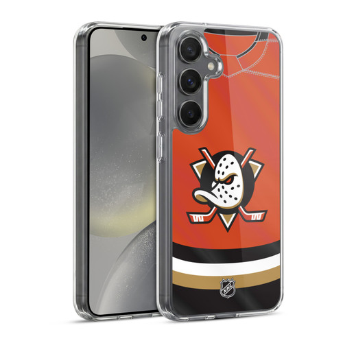 NHL Anaheim Ducks Jersey Soft Gel Case for Samsung Galaxy S24 5G & MagSafe
