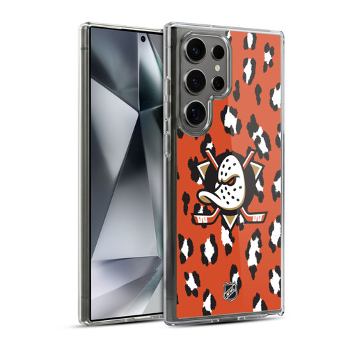 NHL Anaheim Ducks Leopard Pattern Soft Gel Case for Samsung Galaxy S24 Ultra 5G & MagSafe