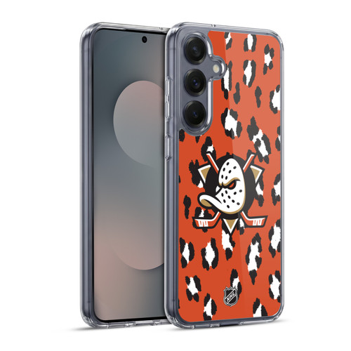 NHL Anaheim Ducks Leopard Pattern Soft Gel Case for Samsung Galaxy S25+ & MagSafe