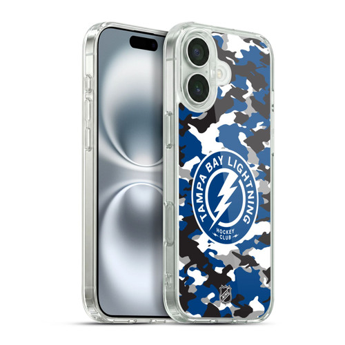 NHL Tampa Bay Lightning Camouflage Soft Gel Case for Apple iPhone 16 Plus & MagSafe
