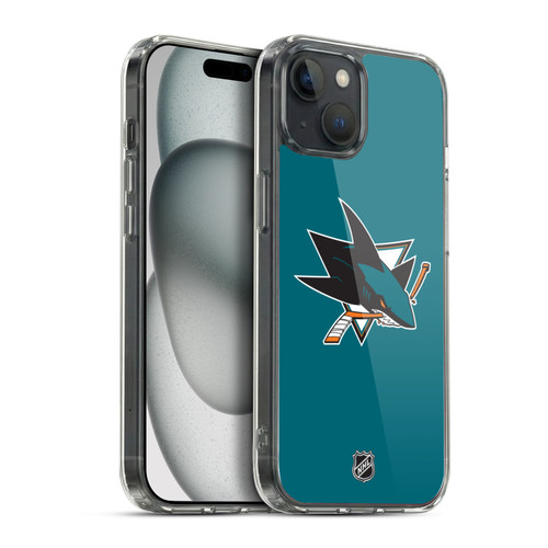 NHL San Jose Sharks Plain Soft Gel Case for Apple iPhone 15 Plus & MagSafe