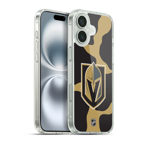 NHL Vegas Golden Knights Cow Pattern Soft Gel Case for Apple iPhone 16 Plus & MagSafe