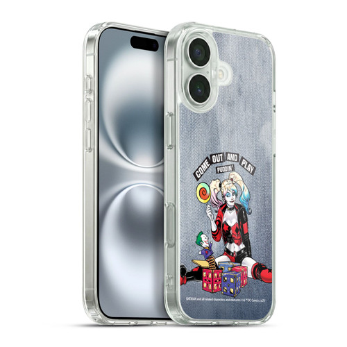 Batman DC Comics Harley Quinn Graphics Toys Soft Gel Case for Apple iPhone 16 Plus & MagSafe