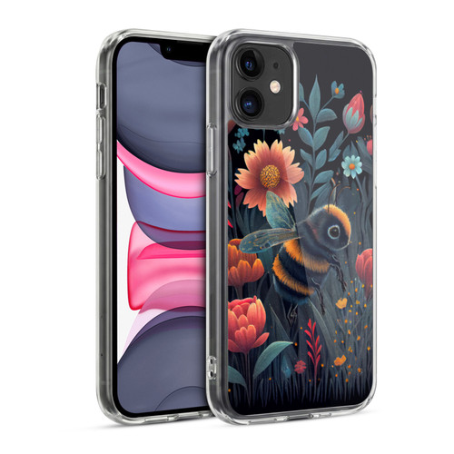 JK Stewart Art Bee And Colorful Flowers Soft Gel Case for Apple iPhone 11