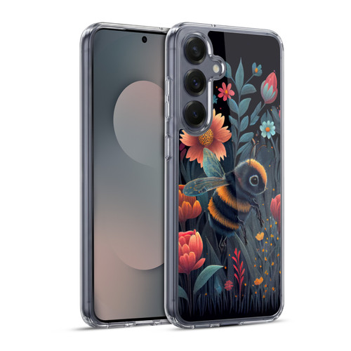 JK Stewart Art Bee And Colorful Flowers Soft Gel Case for Samsung Galaxy S25+ & MagSafe